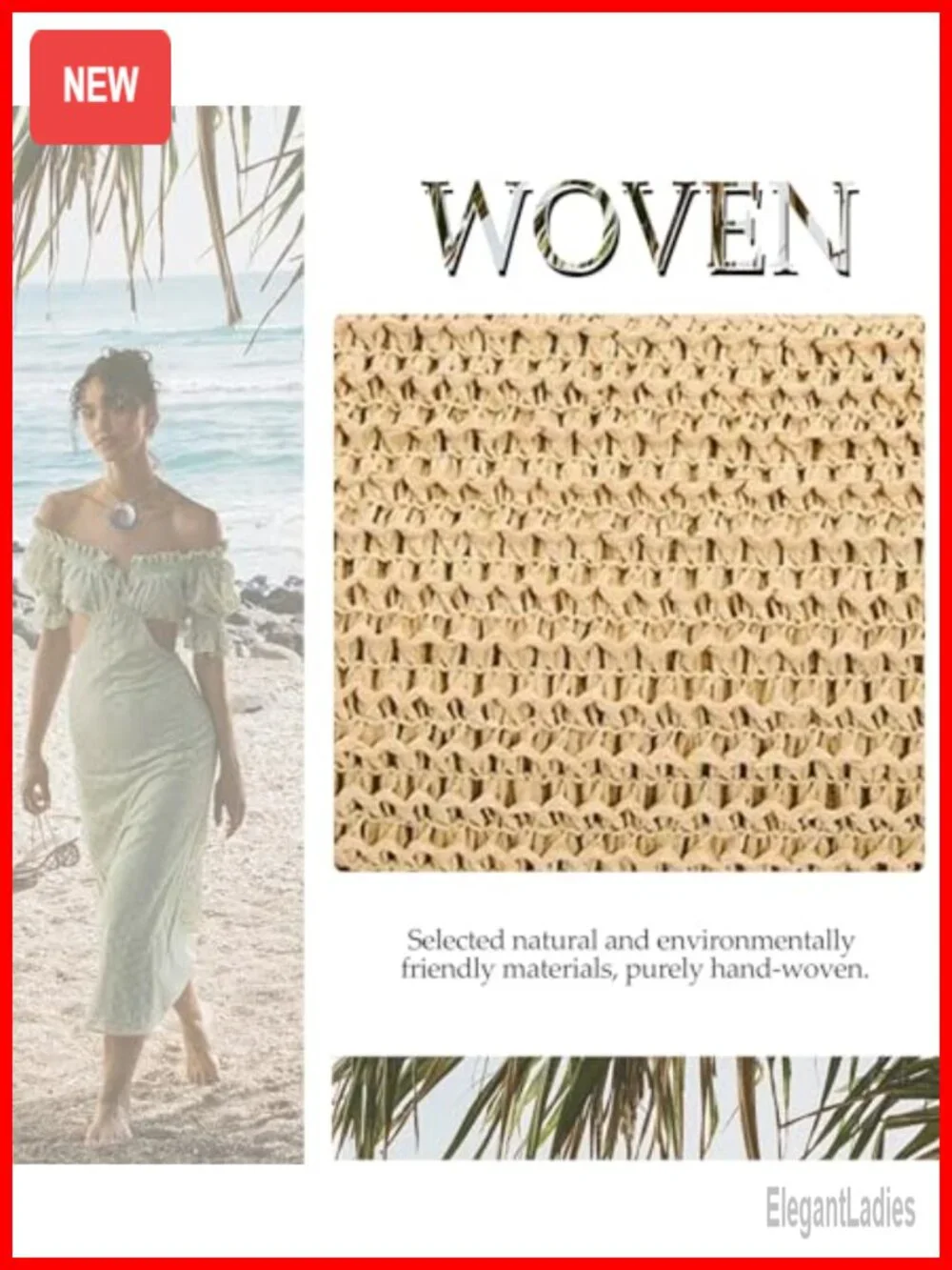 Straw Crossbody Hobo Bag with Adjustable Strap Beach Summer Crescent Purse